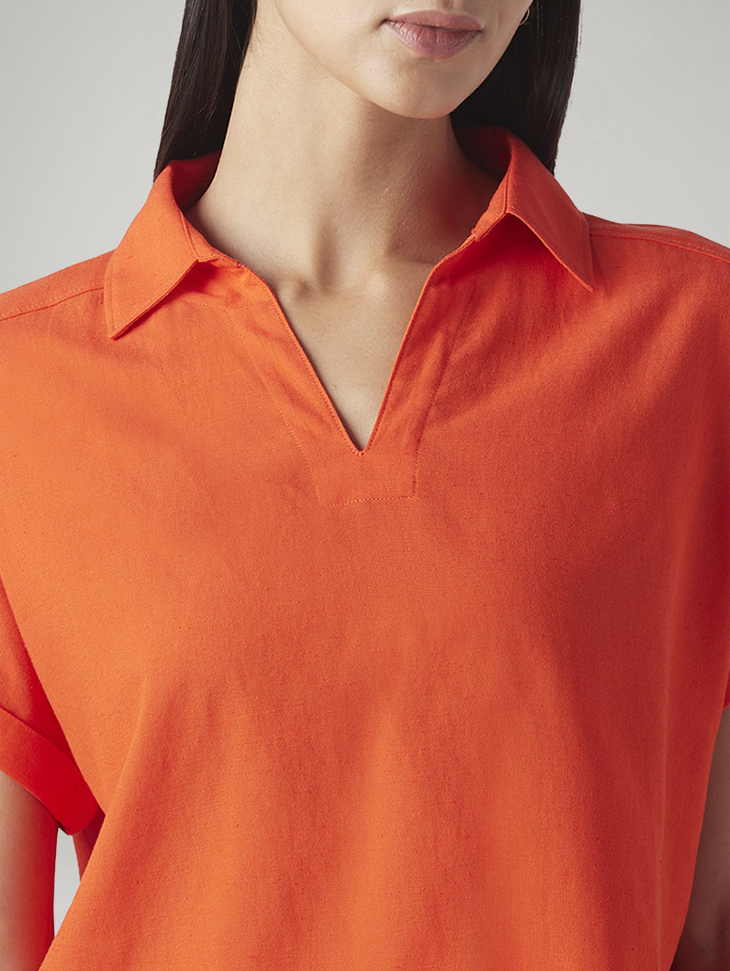 Women's Solid Relaxed Fit Linen Top - 20 View