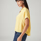 Women's Solid Relaxed Fit Linen Top - Side View