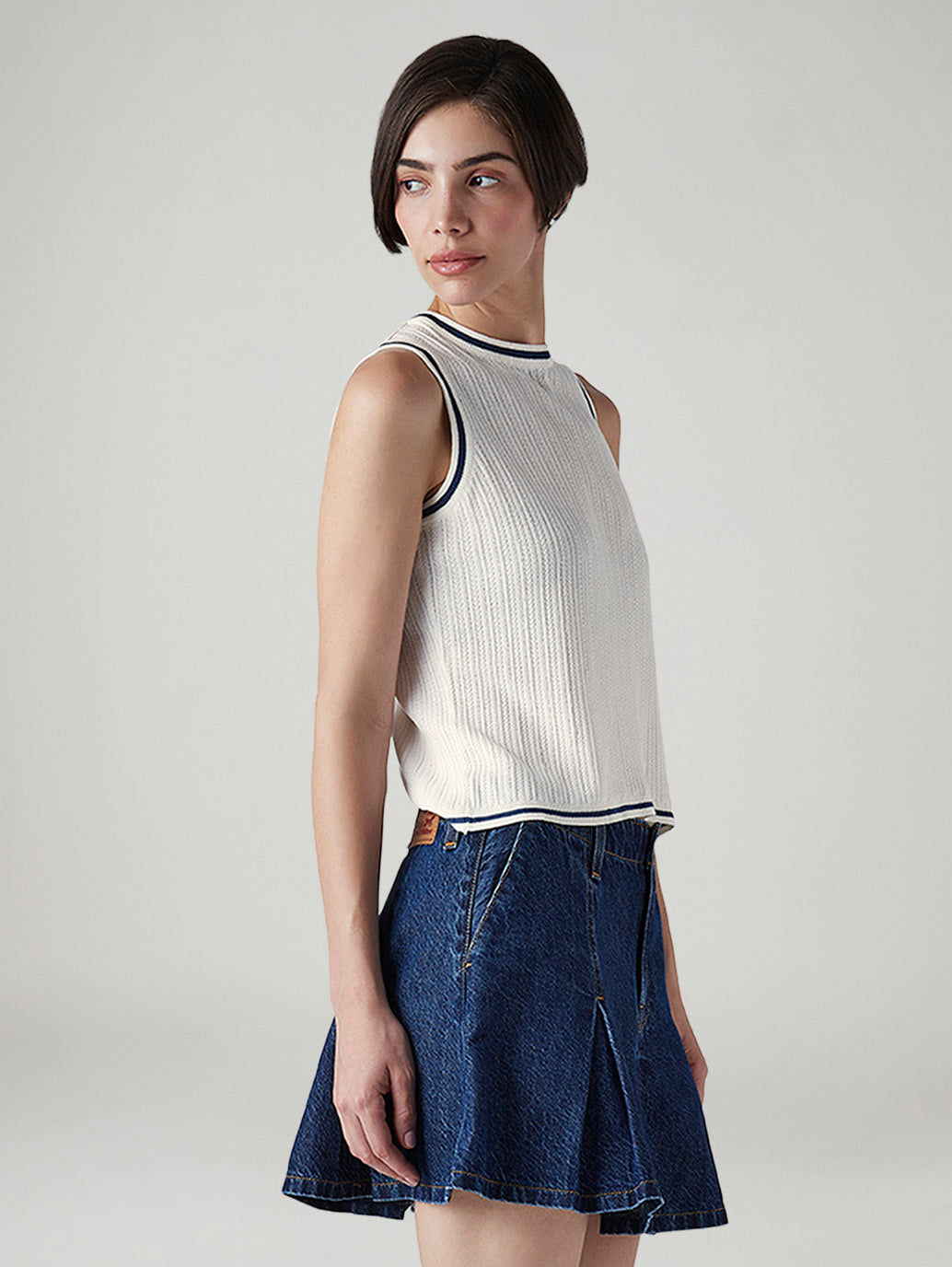 Women's Pin Striped Slim Fit T-Shirt - Side View