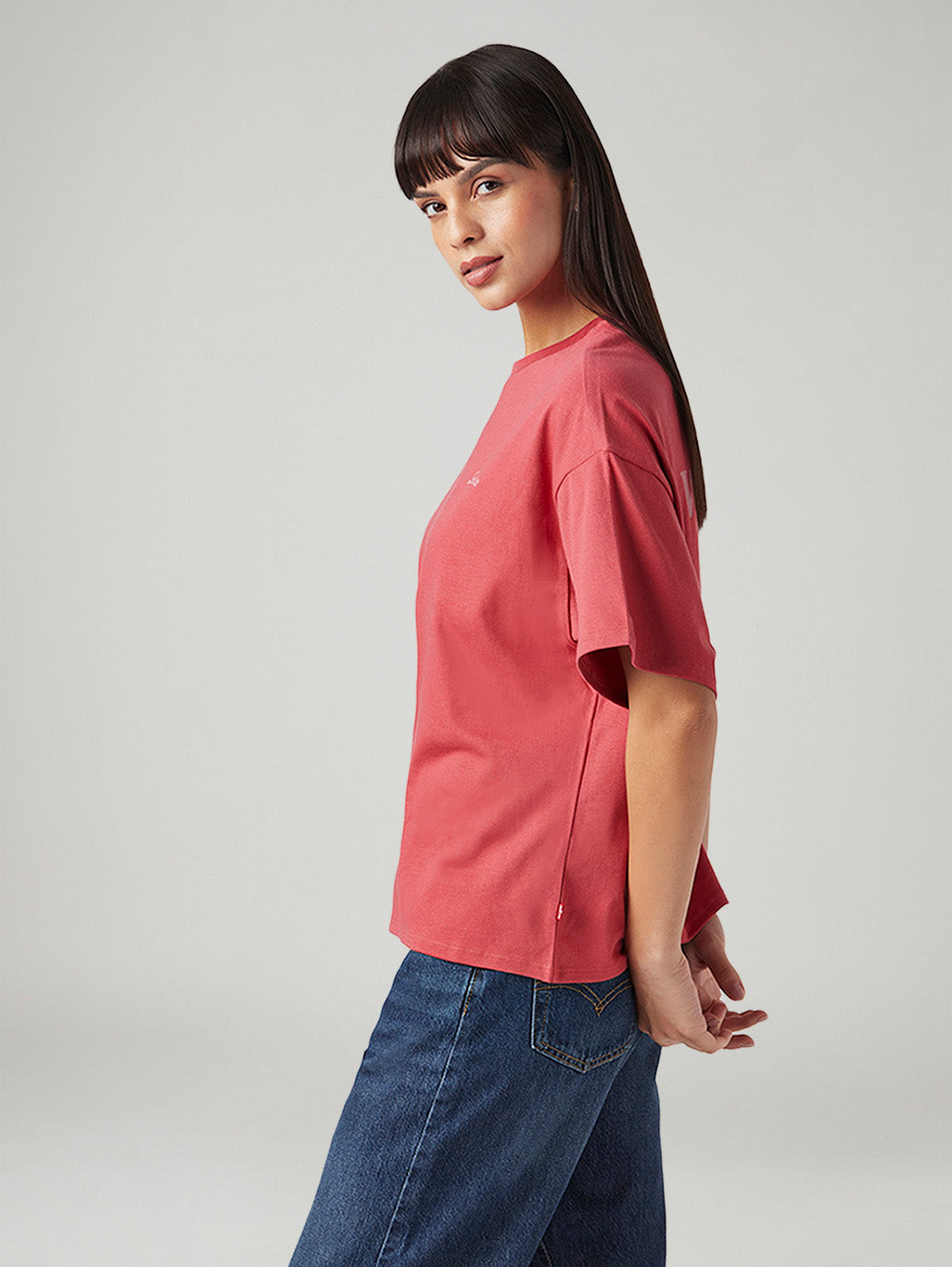 Women's Graphic Print Relaxed Fit Oversized T-Shirt - Side View