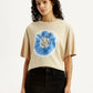 Women's Graphic Print Beige Relaxed Fit T-shirt - Styleshot View