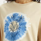 Women's Graphic Print Beige Relaxed Fit T-shirt - Detail View
