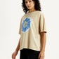 Women's Graphic Print Beige Relaxed Fit T-shirt - Side View