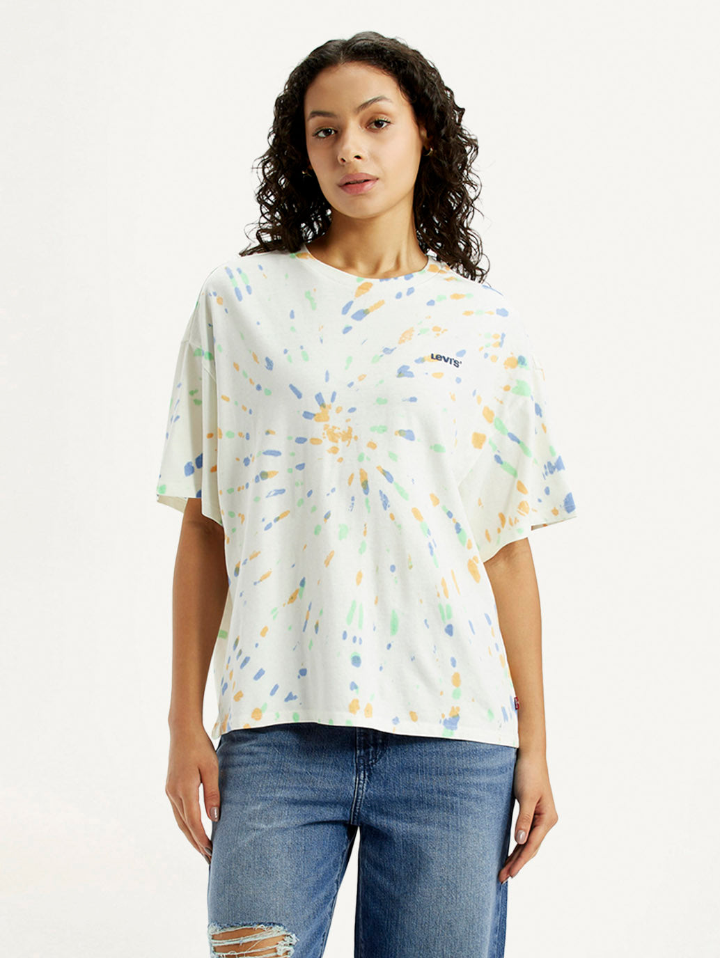 Women's Tie-Dye Multi Color Relaxed Fit T-shirt - Front View