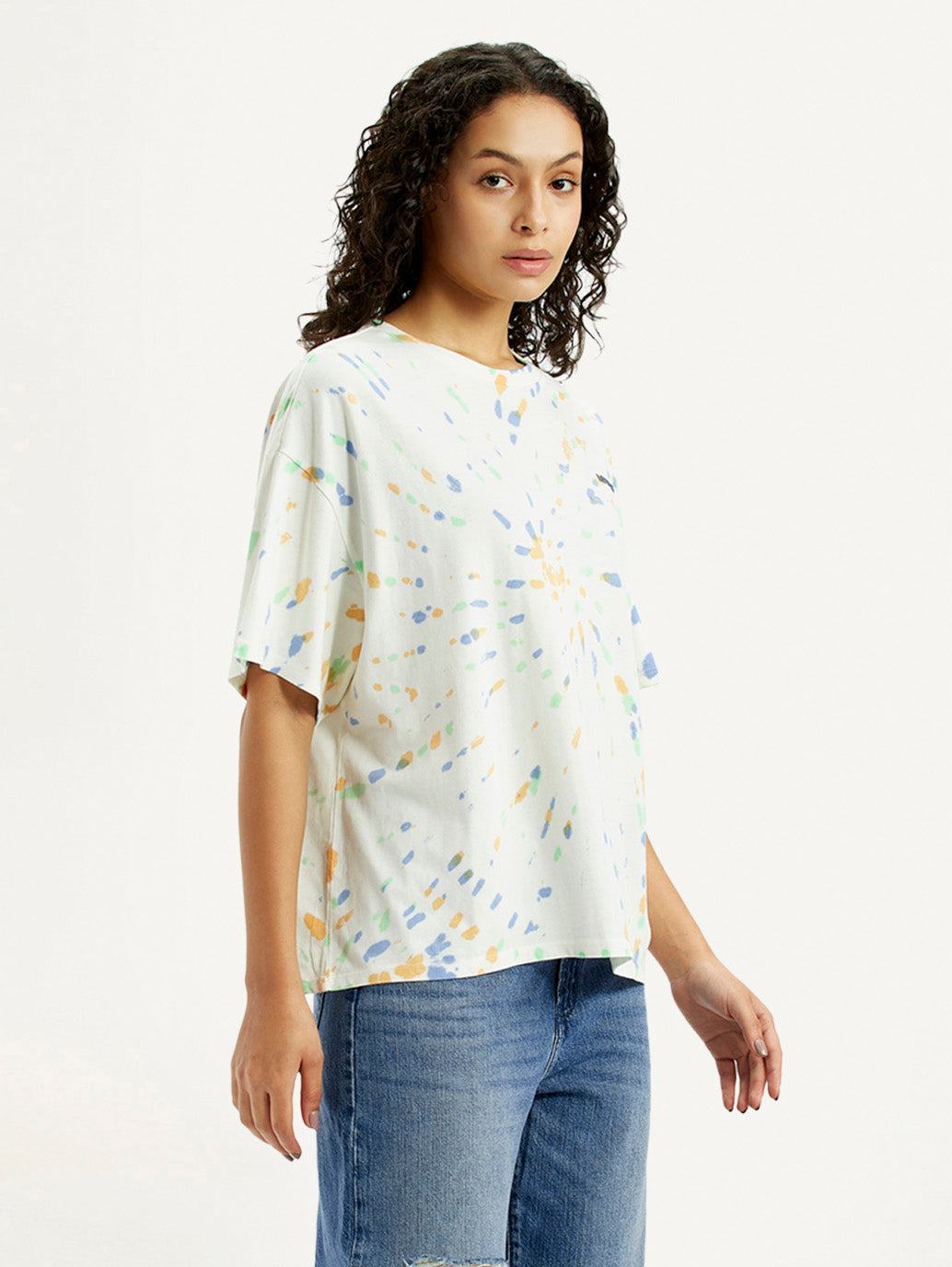 Women's Tie-Dye Multi Color Relaxed Fit T-shirt - Side View
