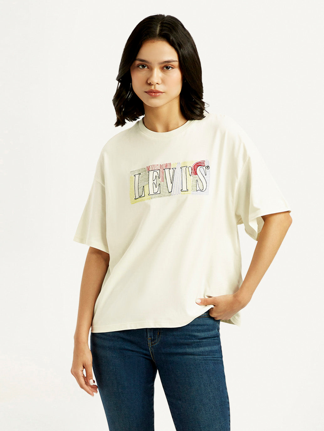 Women's Brand Logo Relaxed Fit T-shirt - Styleshot View