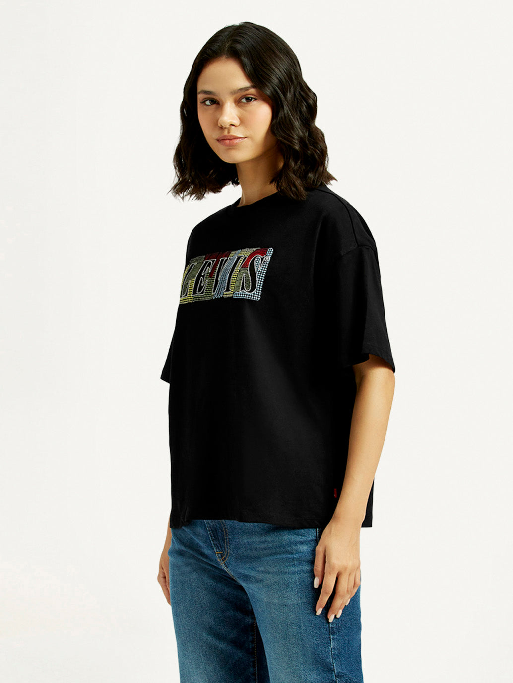 Women's Brand Logo Relaxed Fit T-shirt - Side View