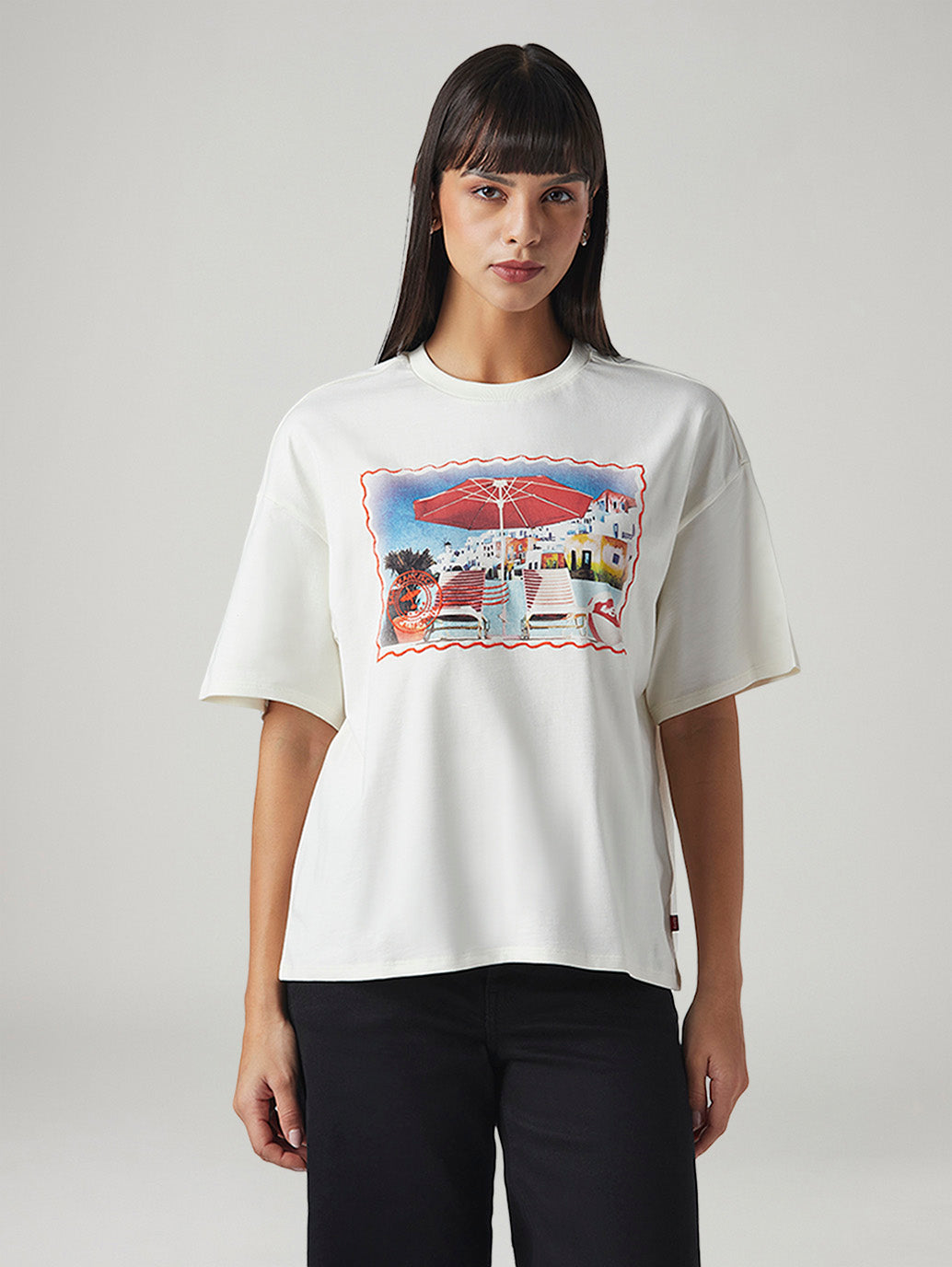 Women's Graphic Print Relaxed Fit Oversized T-Shirt - Front View
