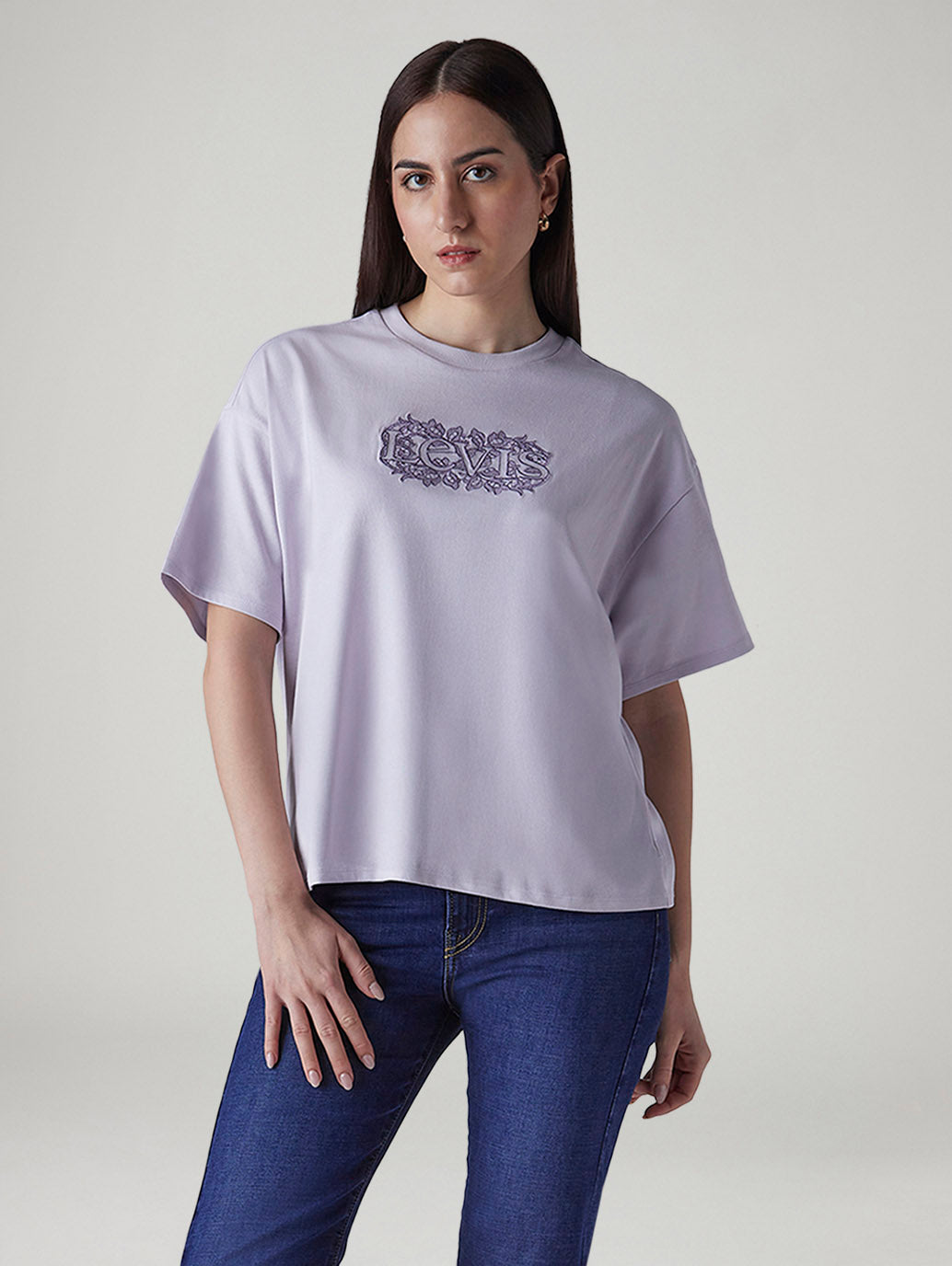 Women's Embroidered Relaxed Fit T-Shirt