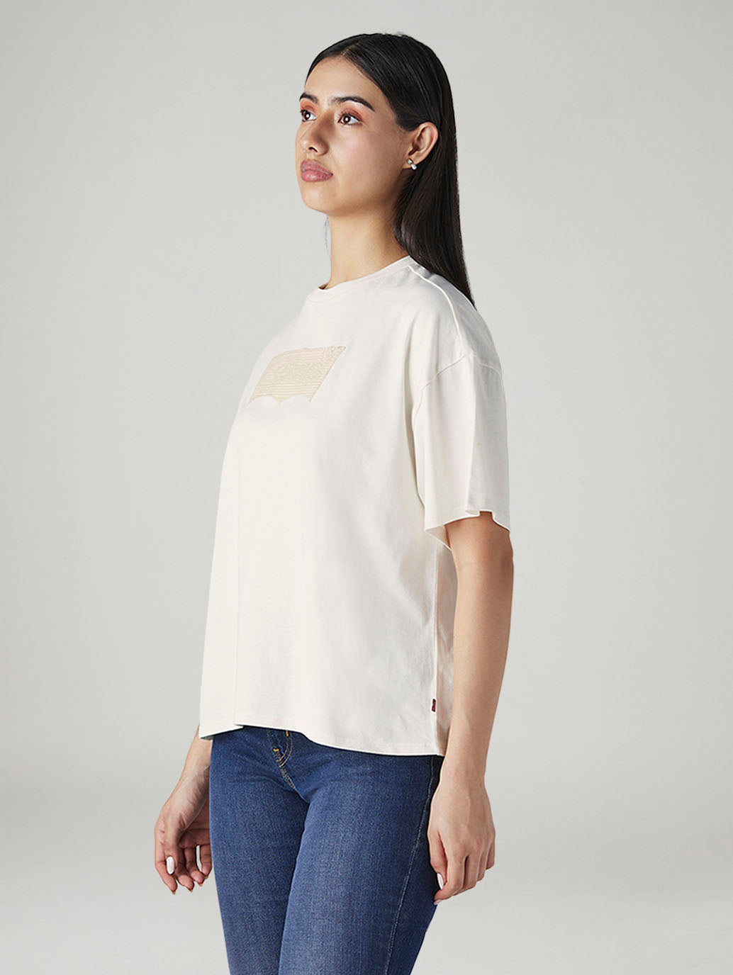 Women's Logo Printed Relaxed Fit T-Shirt - Side View