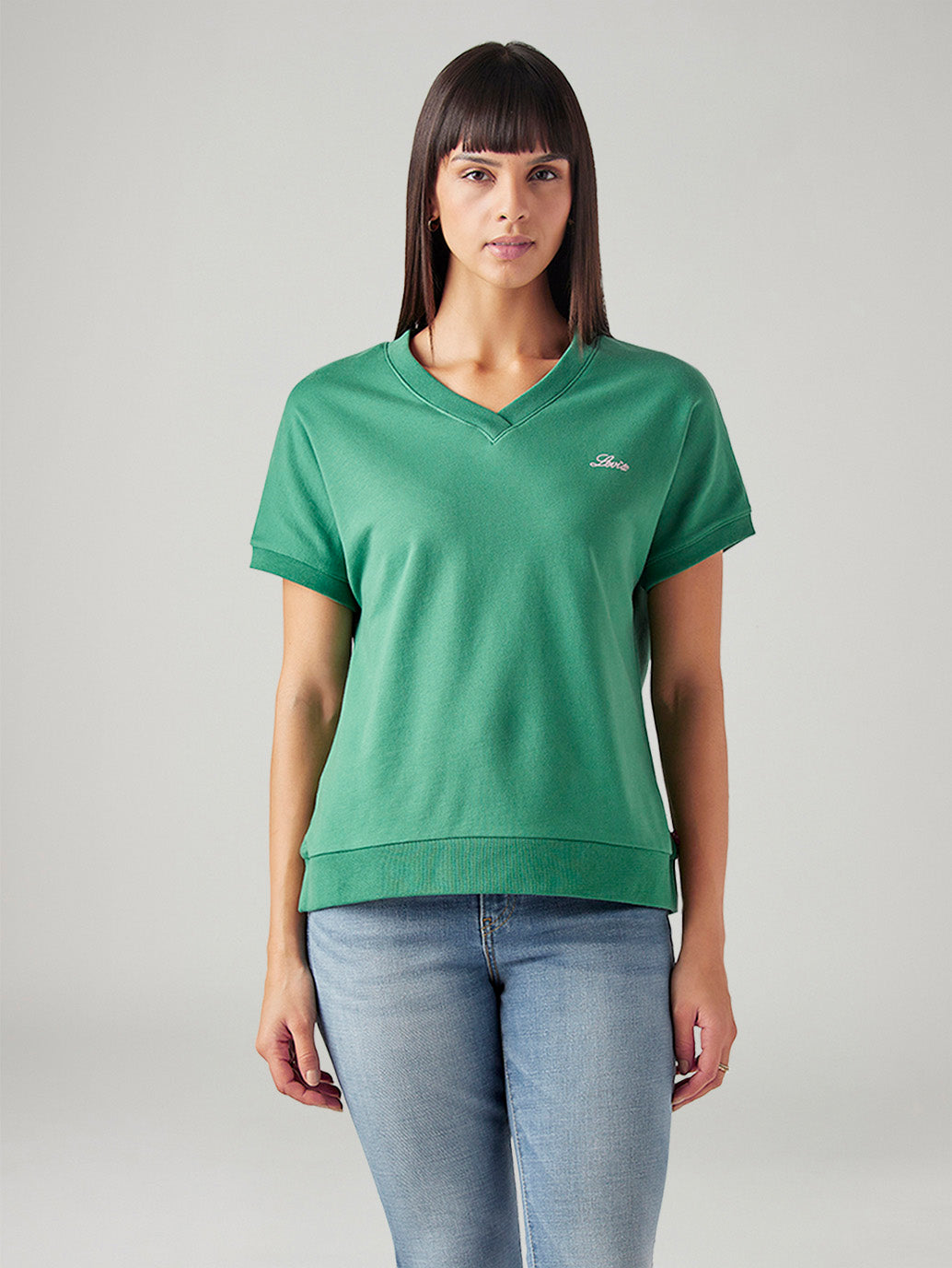 Women's Solid Relaxed Fit T-Shirt - Front View