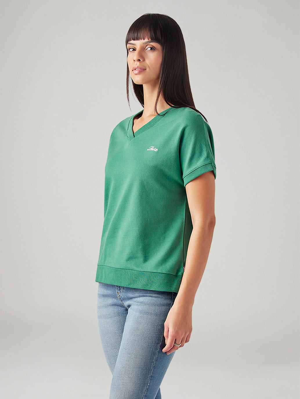 Women's Solid Relaxed Fit T-Shirt - Side View