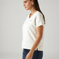 Women's Solid White Relaxed Fit T-shirt - Side View