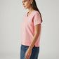 Women's Solid Light Pink Relaxed Fit T-shirt - Side View