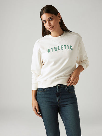 Women's Typography White Crew Neck Sweatshirt