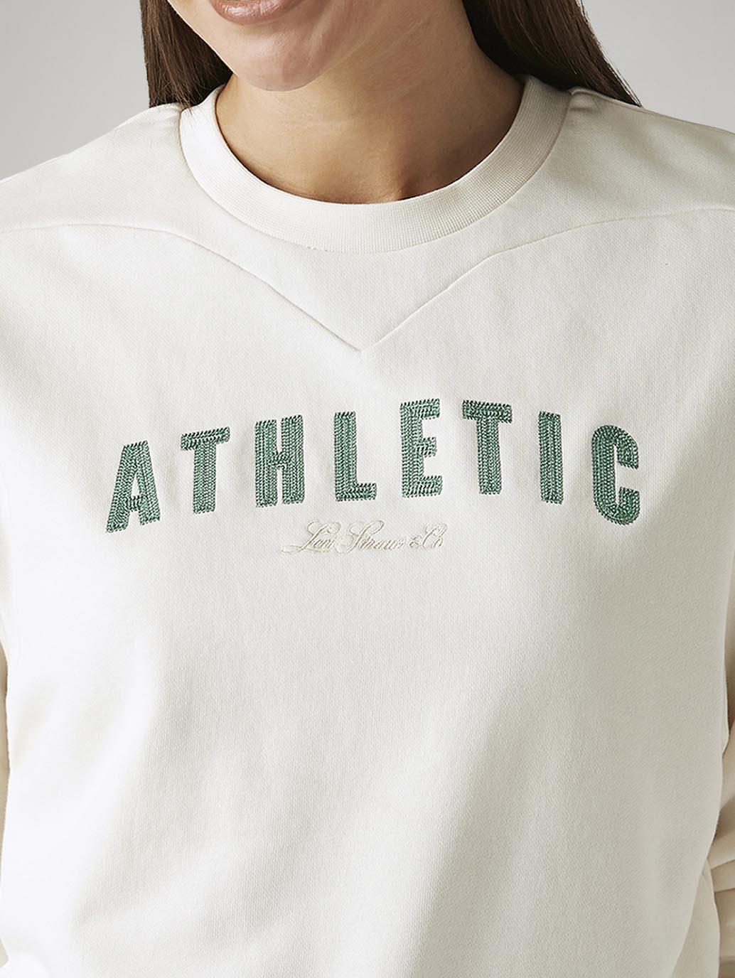 Women's Typography White Crew Neck Sweatshirt - Detail View