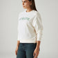 Women's Typography White Crew Neck Sweatshirt - Side View
