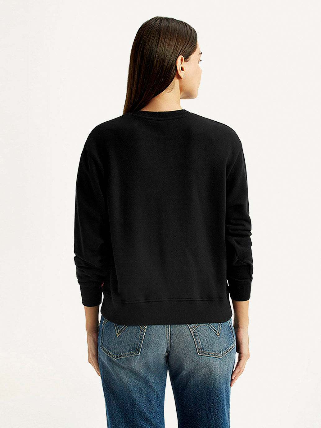 Women's Brand Logo Black Crew Neck Sweatshirt - Back View