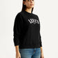 Women's Brand Logo Black Crew Neck Sweatshirt - Side View