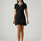 Women's Solid Black Polo Collar Dress - Styleshot View