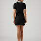 Women's Solid Black Polo Collar Dress - Back View