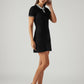Women's Solid Black Polo Collar Dress - Side View