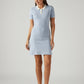 Women's Solid Light Blue Polo Collar Dress - Front View