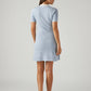Women's Solid Light Blue Polo Collar Dress - Back View