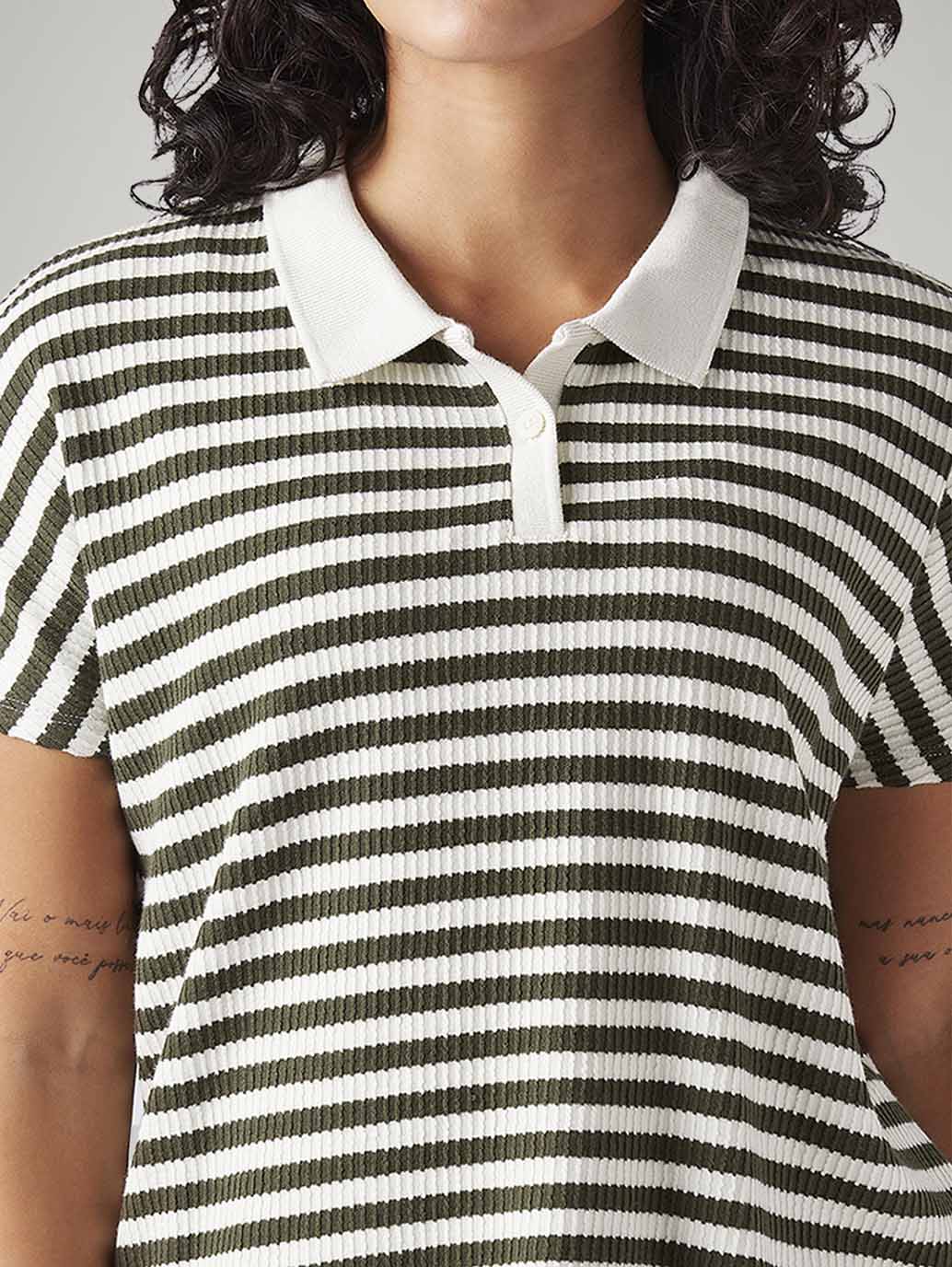 Women's Striped Relaxed Fit Polo T-Shirt - 20 View