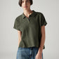 Women's Textured Olive Relaxed Fit Polo T-shirt - Styleshot View