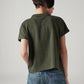Women's Textured Olive Relaxed Fit Polo T-shirt - Back View
