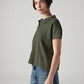Women's Textured Olive Relaxed Fit Polo T-shirt - Side View