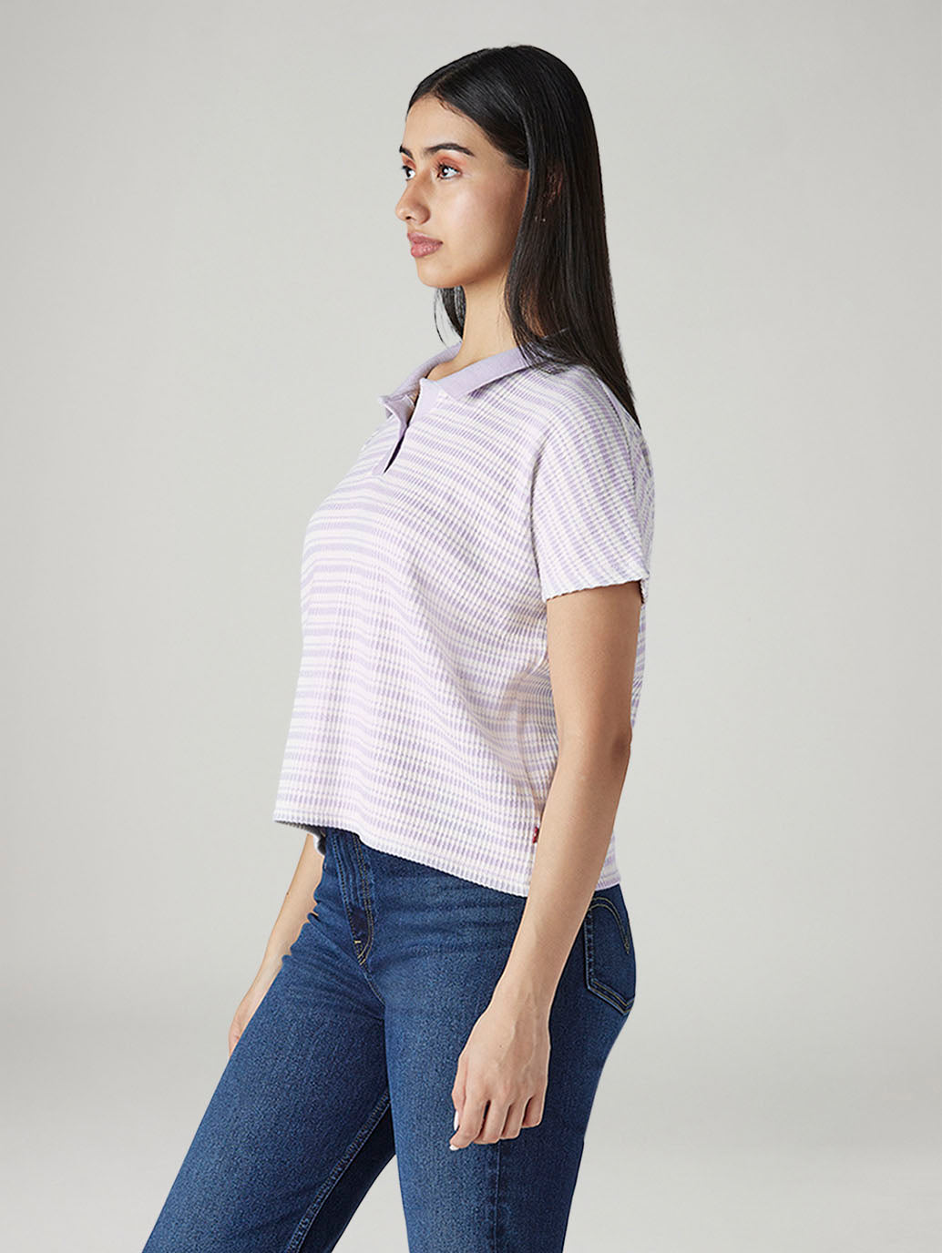 Women's Gingham Relaxed Fit Polo T-Shirt - 20 View