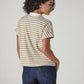 Women's Striped Beige Relaxed Fit Polo T-shirt - Back View