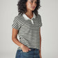 Women's Striped White Relaxed Fit Polo T-shirt - Side View