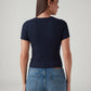 Women's Solid Slim Fit Ribbed Top - Back View