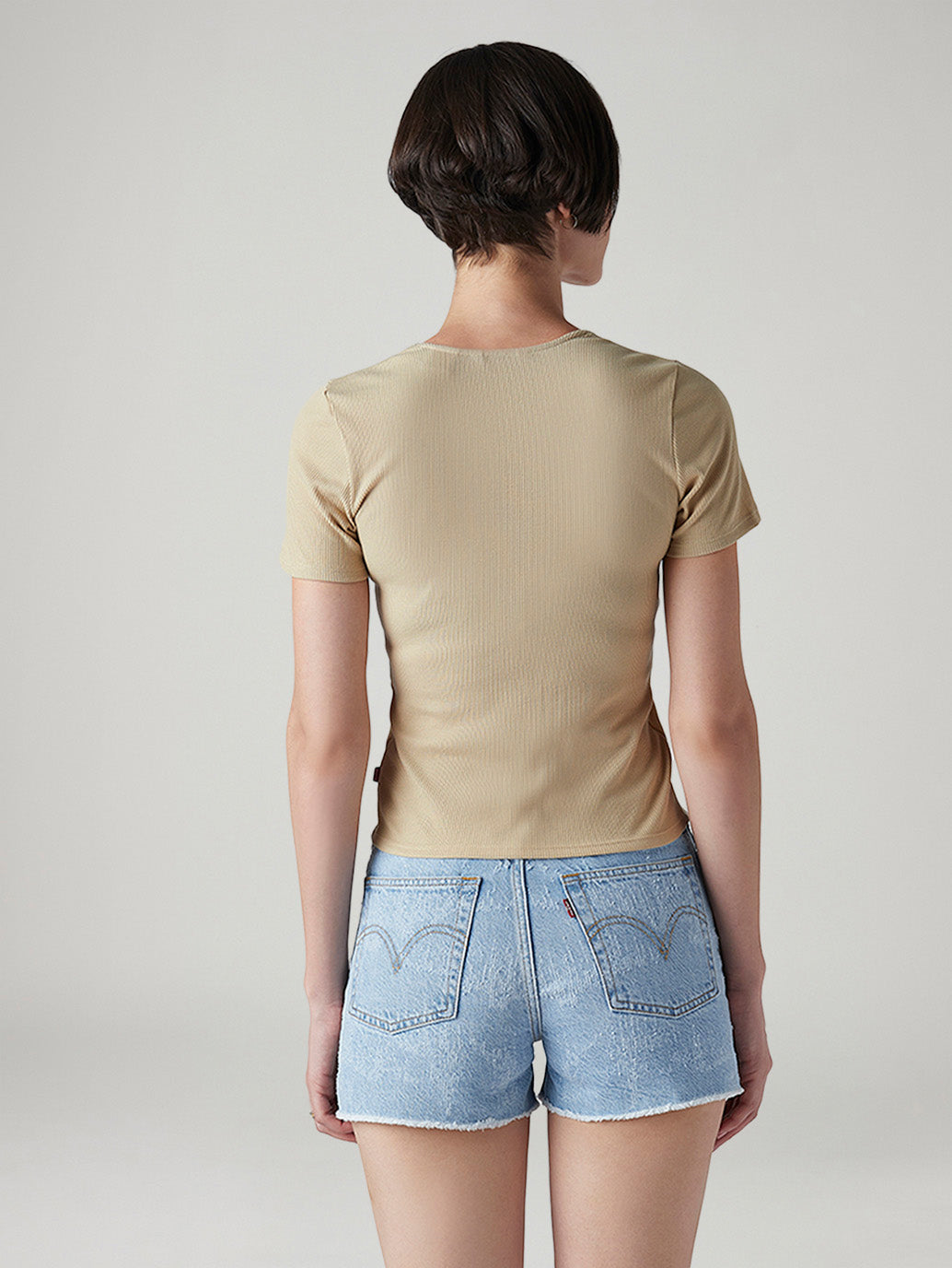 Women's Solid Slim Fit Ribbed Top - Back View