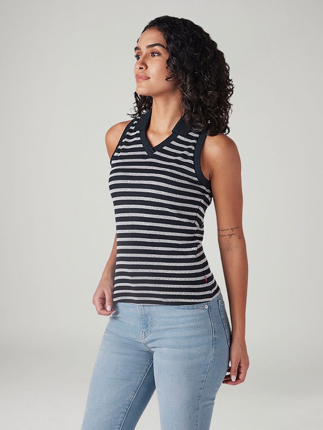Women's Striped Regular Fit Top - Side View