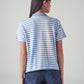 Women's Embroidered Striped Light Blue Polo T-shirt - Back View