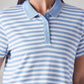 Women's Embroidered Striped Light Blue Polo T-shirt - Detail View