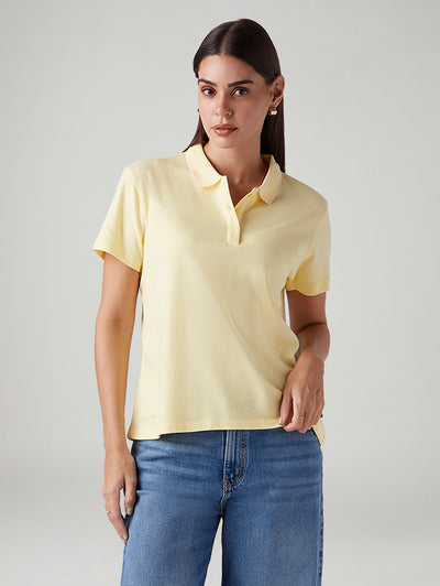 levi's Women's Solid Yellow Polo T-shirt-picture-23