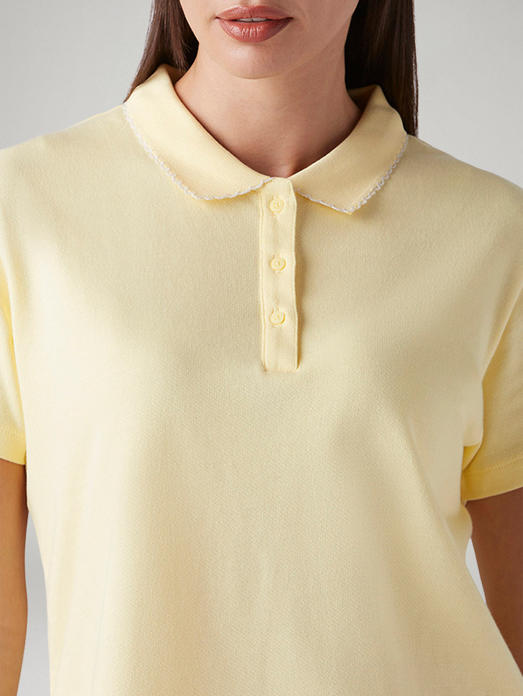 Women's Solid Yellow Polo T-shirt - 20 View