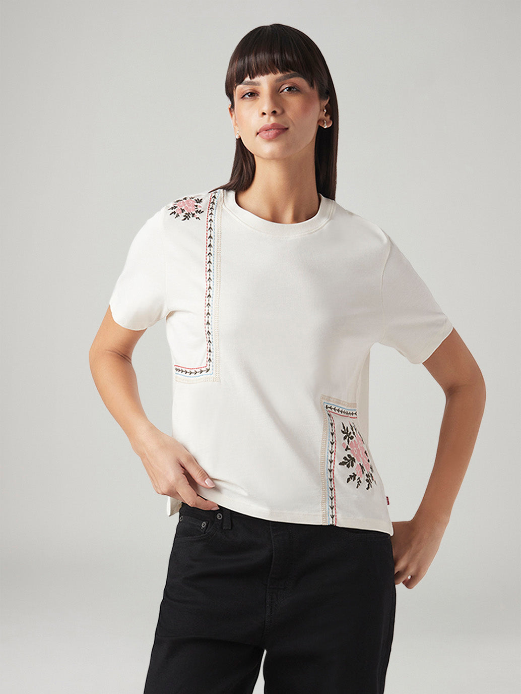 Women's Embroidered Regular Fit Top - Styleshot View