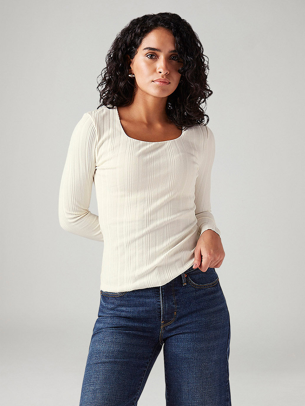 Women's Textured Slim Fit Ribbed Top