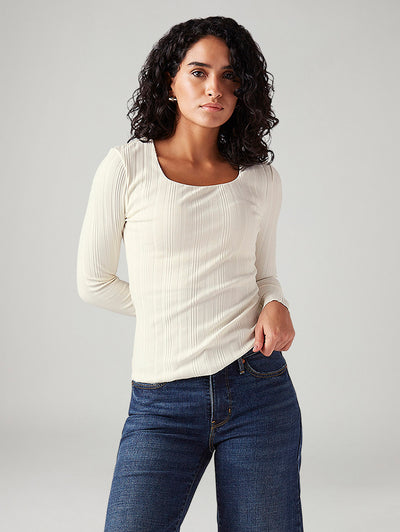 Women's Textured Slim Fit Ribbed Top