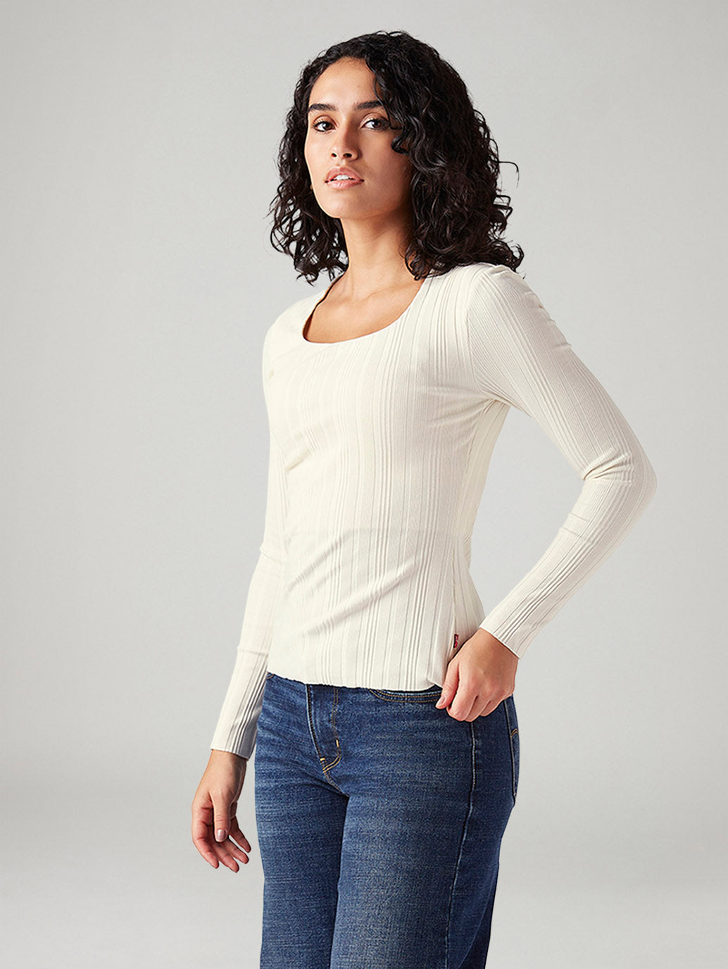 Women's Textured Slim Fit Ribbed Top - Side View