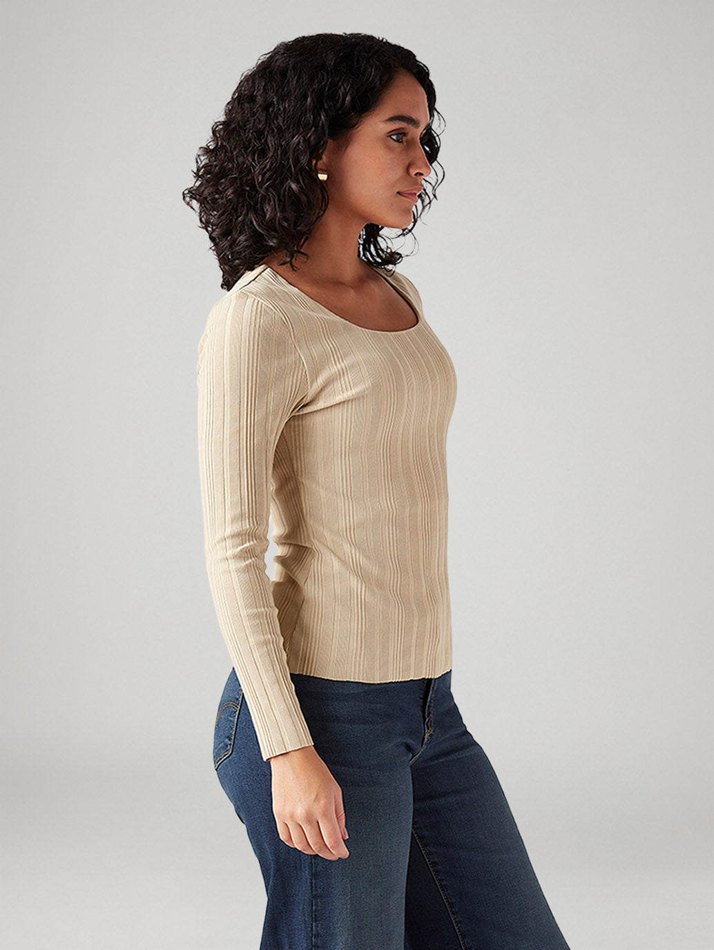 Women's Textured Slim Fit Top - Side View