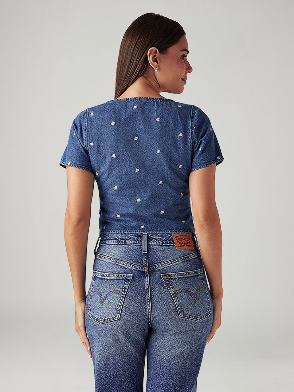Women's Embroidered Blue Square Neck Top - a1aa987e-1255-450a-943a-9a9d8e845a19 View