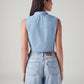 Women's Solid Regular Fit Denim Top - Back View
