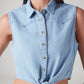 Women's Solid Regular Fit Denim Top - Detail View